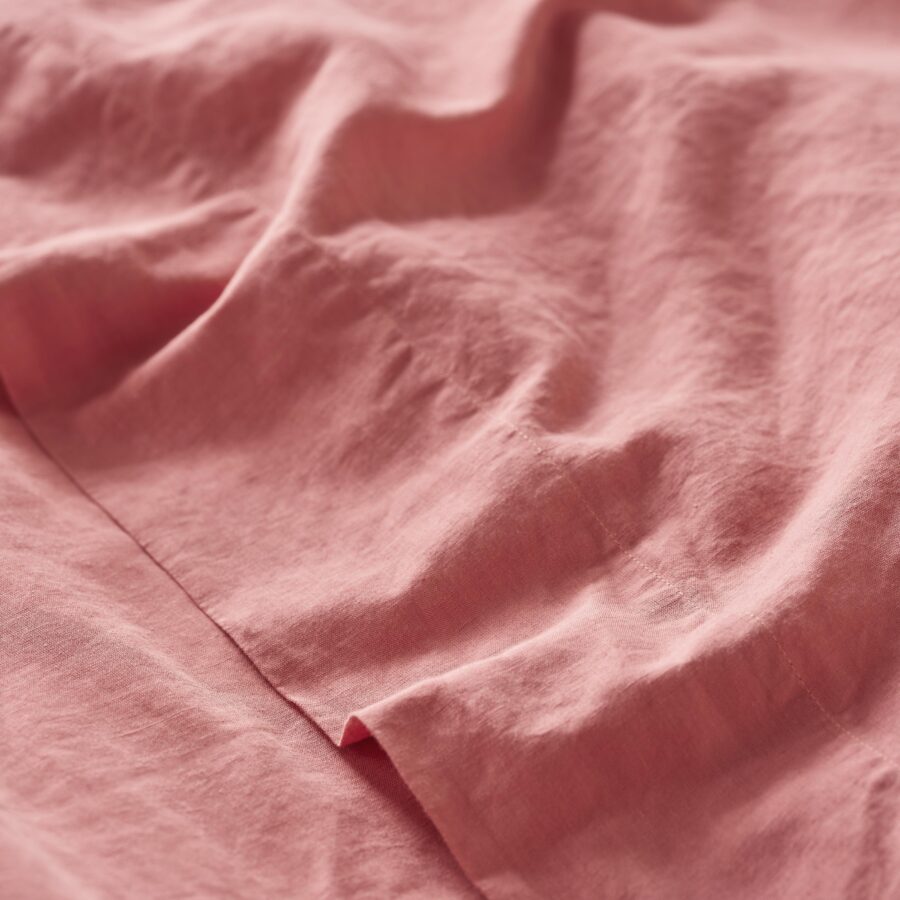 Dusty Pink Plain Linen Blend Flat Sheet