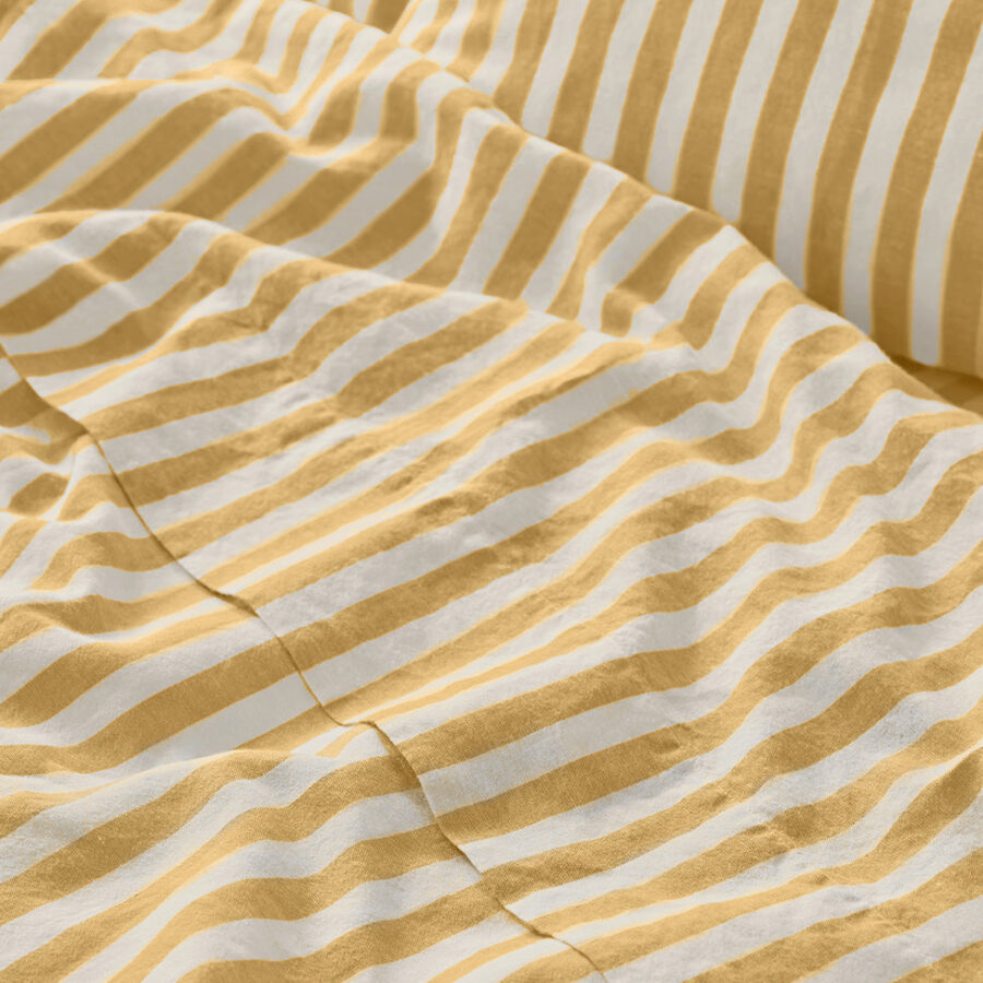 Striped Linen Blend Flat Sheet Style 2