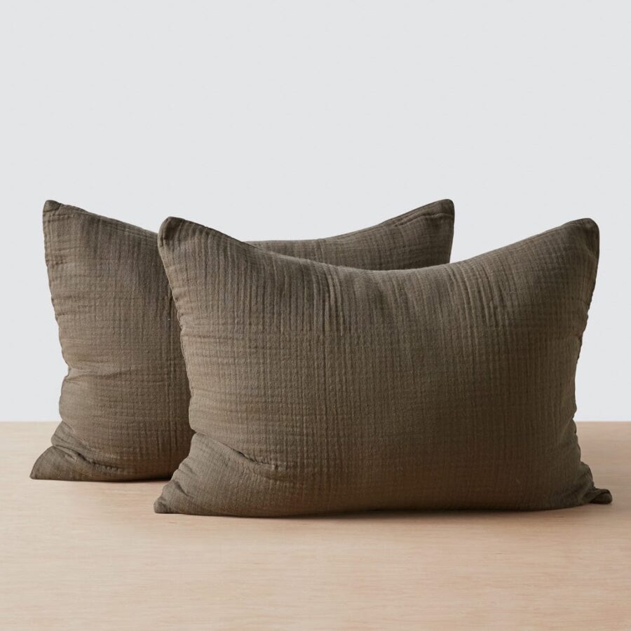 Cotton Gauze Sham Set in Olive