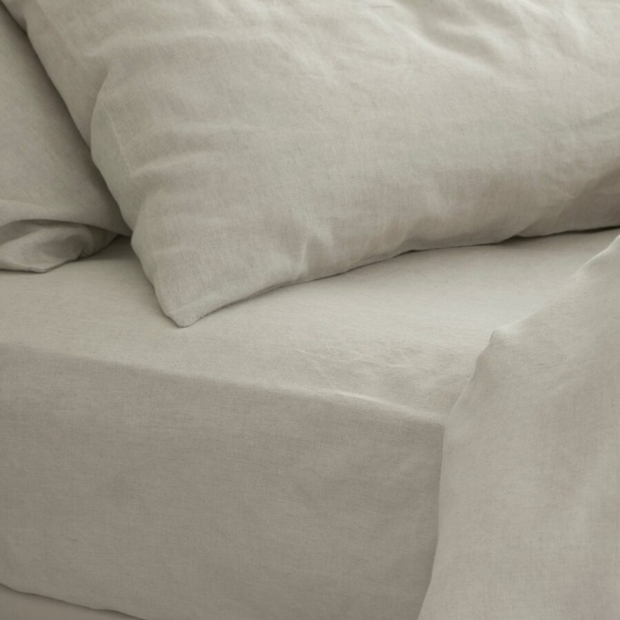 Oatmeal Linen Fitted Sheet Collection